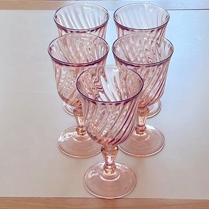 VTG - Five Rosaline Luminarc Wine Glasses